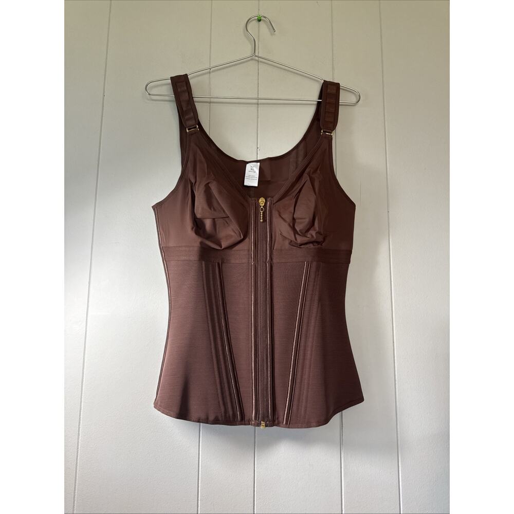 Shapshe Shapewear Women Small Brown Boned Latex Tummy Control Vest w/ Bra XL XX